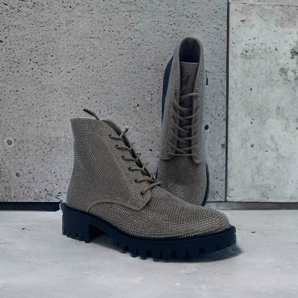 Boots à lacets strass