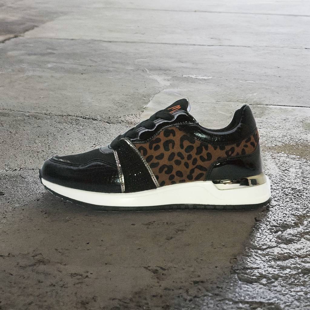 Sneaker imprimé léopard et strass