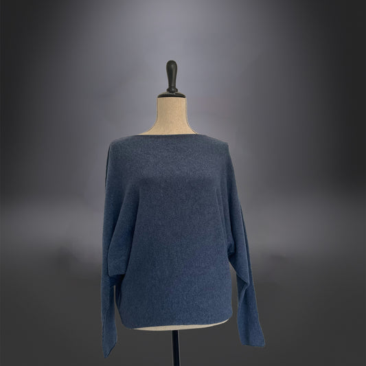 Sweater with butterfly sleeves and boat neck